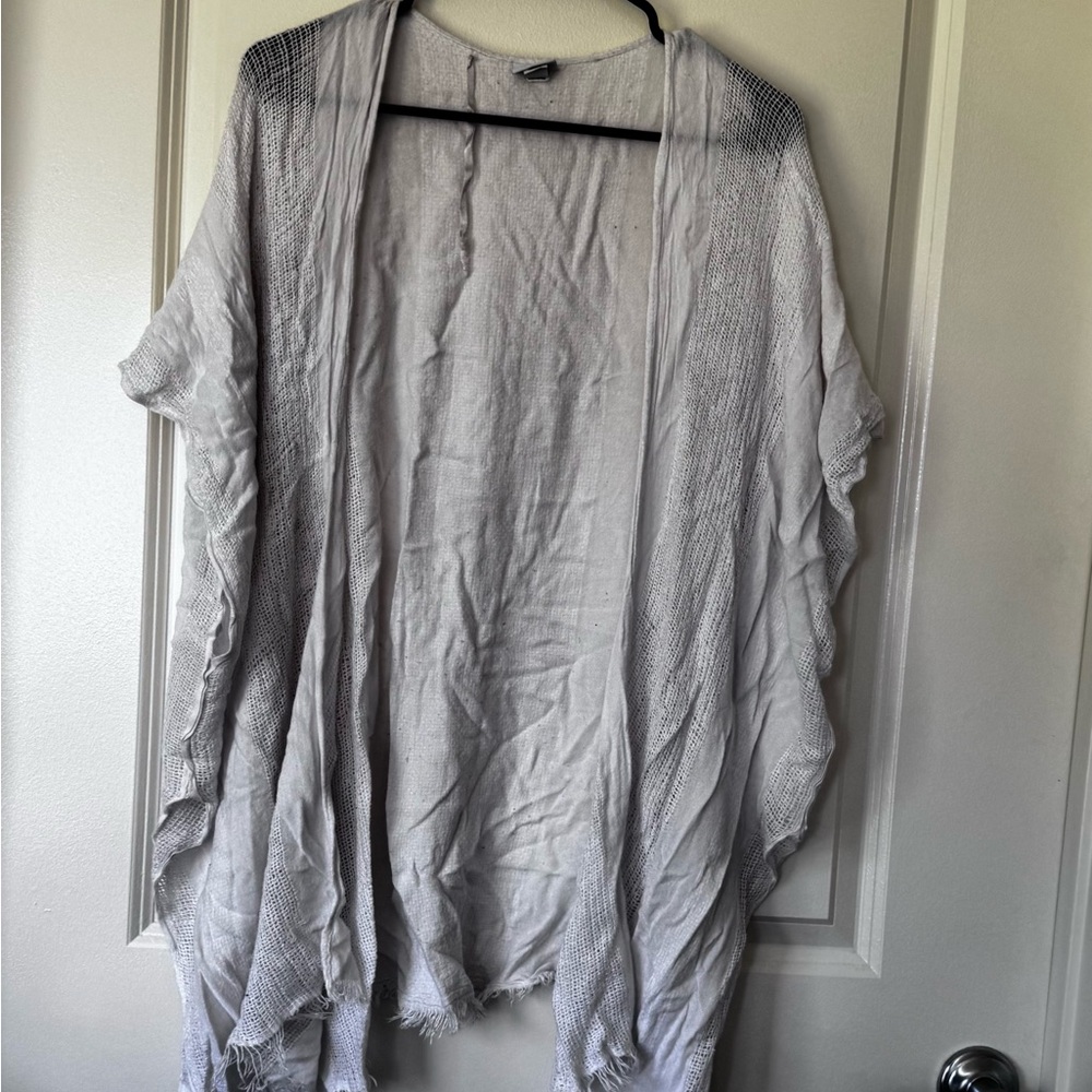 Light Gray Open-Front Cardigan